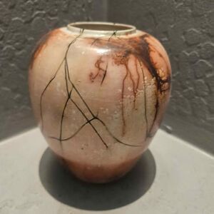 Saggar Glazed Pottery Vase 5.5"